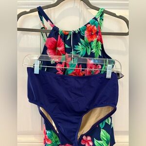 St. John's Bay Floral Swim Bikini - Navy and Pink